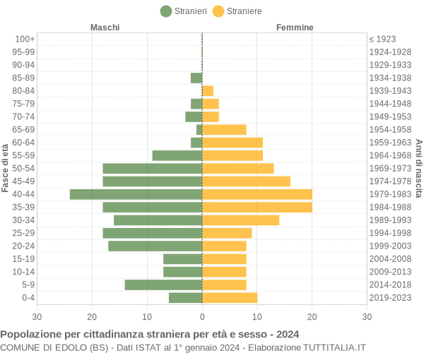 Grafico cittadini stranieri - Edolo 2024