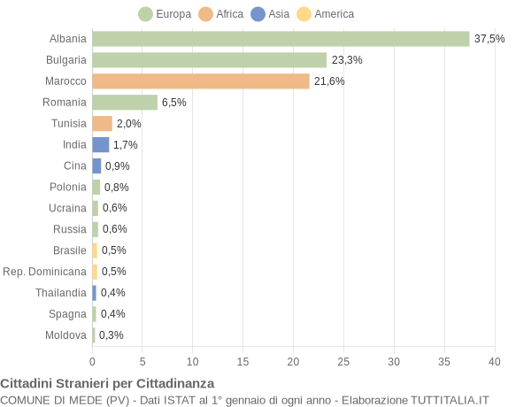 Grafico cittadinanza stranieri - Mede 2009