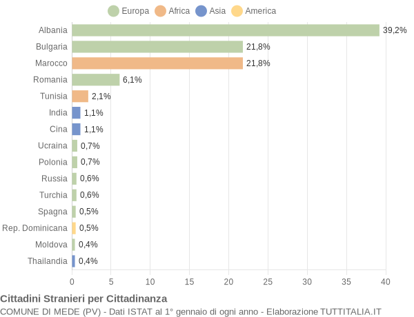 Grafico cittadinanza stranieri - Mede 2010