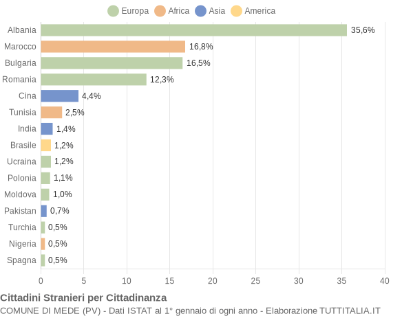 Grafico cittadinanza stranieri - Mede 2018