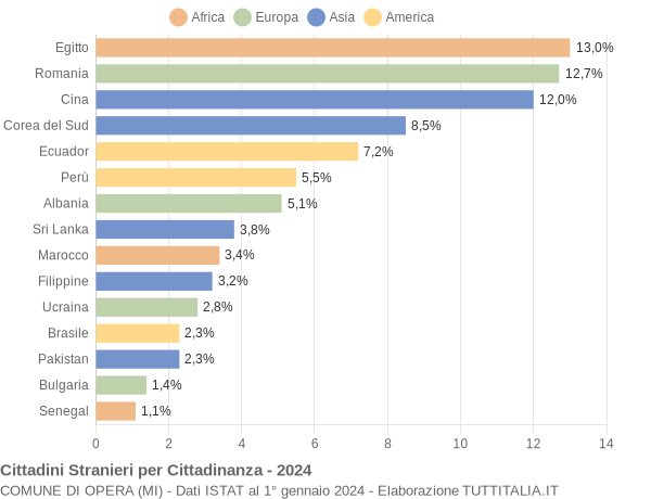 Grafico cittadinanza stranieri - Opera 2024