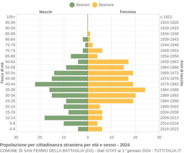 Grafico cittadini stranieri - San Fermo della Battaglia 2024