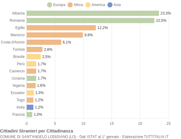 Grafico cittadinanza stranieri - Sant'Angelo Lodigiano 2004