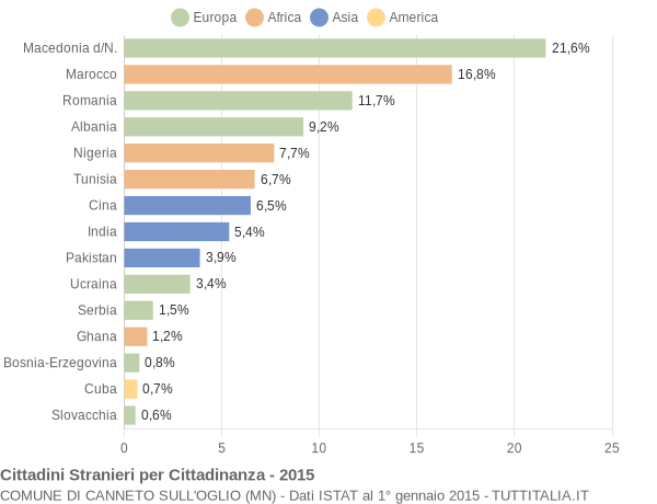 Grafico cittadinanza stranieri - Canneto sull'Oglio 2015