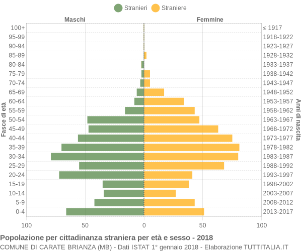 Grafico cittadini stranieri - Carate Brianza 2018