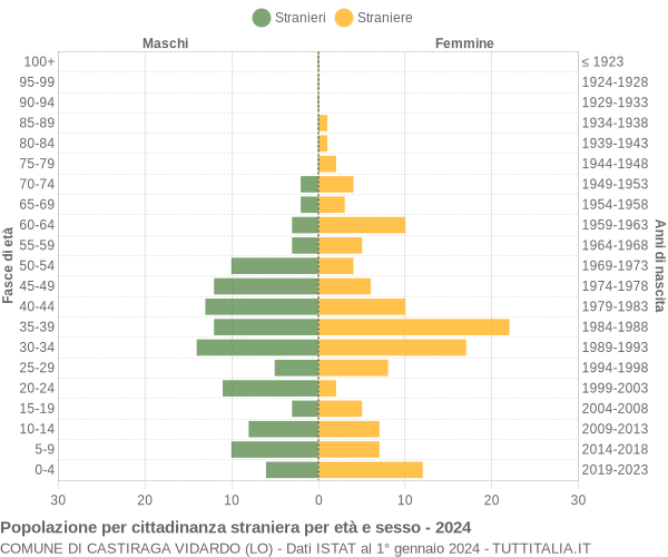 Grafico cittadini stranieri - Castiraga Vidardo 2024