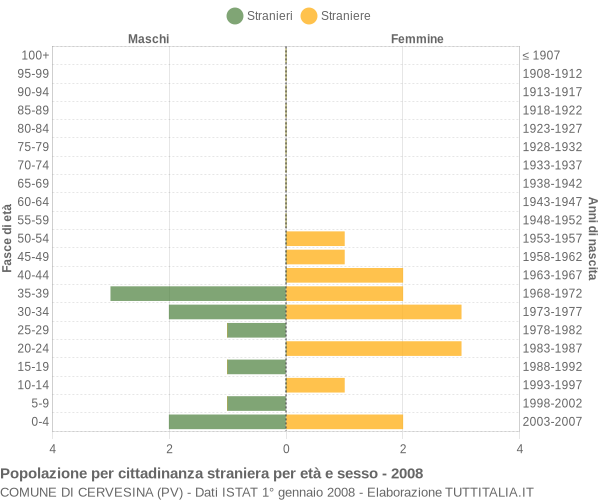 Grafico cittadini stranieri - Cervesina 2008