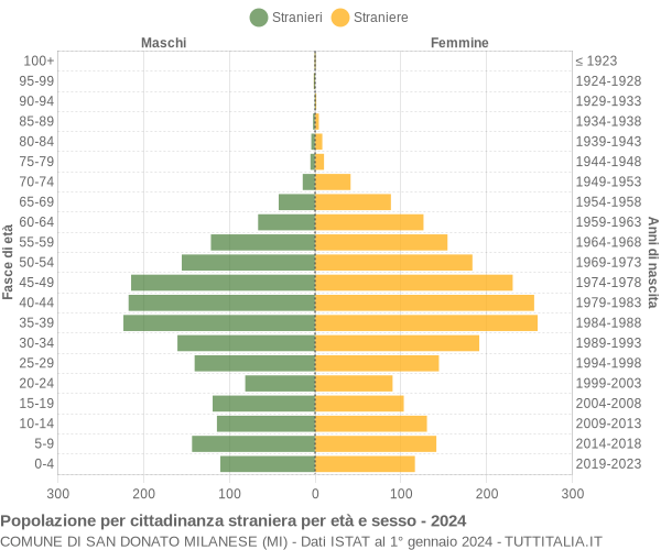 Grafico cittadini stranieri - San Donato Milanese 2024