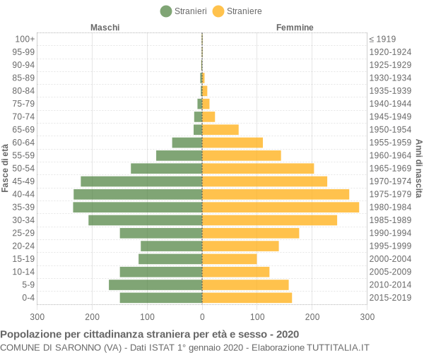 Grafico cittadini stranieri - Saronno 2020