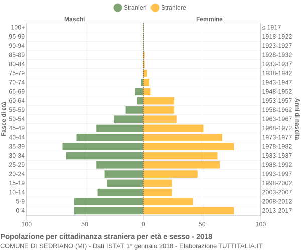 Grafico cittadini stranieri - Sedriano 2018