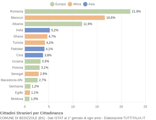 Grafico cittadinanza stranieri - Bedizzole 2008