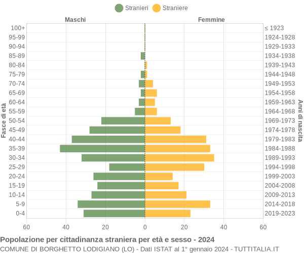 Grafico cittadini stranieri - Borghetto Lodigiano 2024