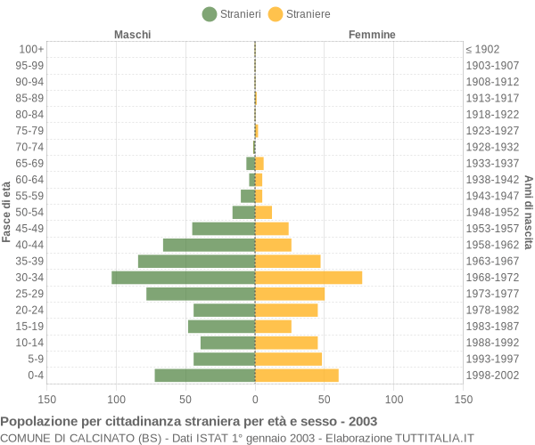Grafico cittadini stranieri - Calcinato 2003
