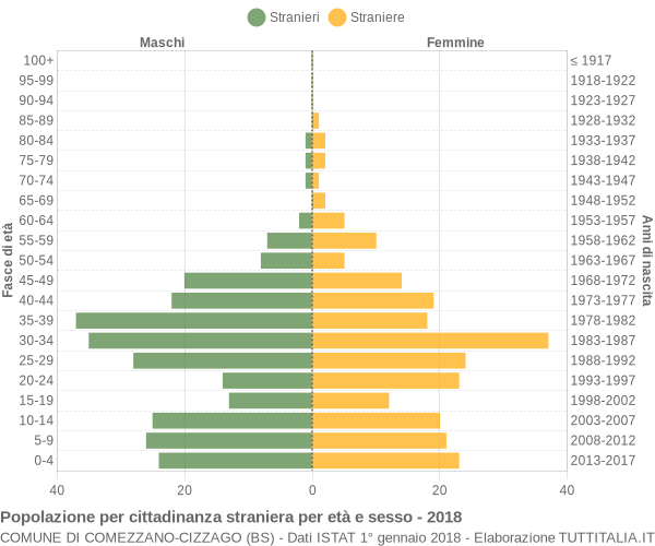 Grafico cittadini stranieri - Comezzano-Cizzago 2018