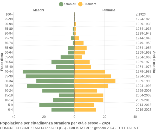 Grafico cittadini stranieri - Comezzano-Cizzago 2024