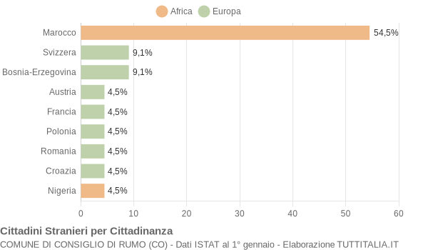 Grafico cittadinanza stranieri - Consiglio di Rumo 2004