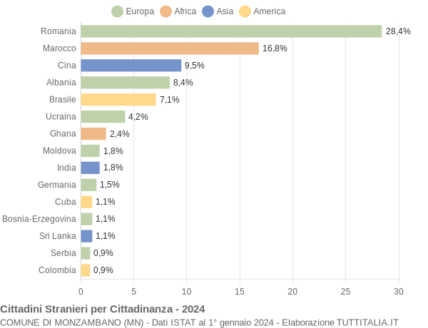 Grafico cittadinanza stranieri - Monzambano 2024