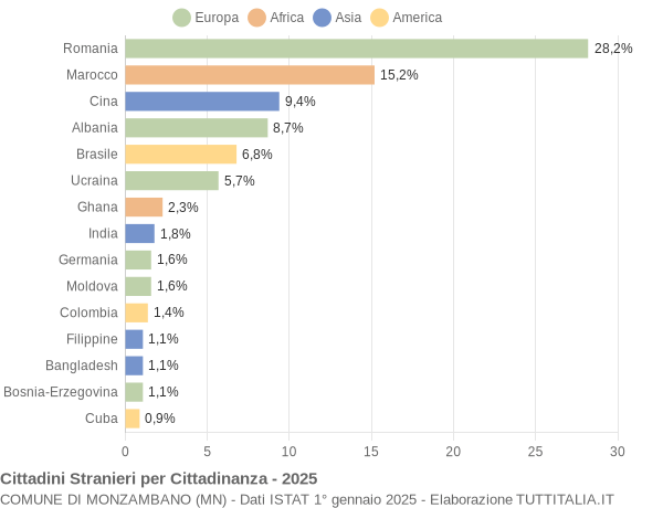 Grafico cittadinanza stranieri - Monzambano 2025