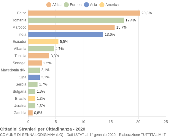 Grafico cittadinanza stranieri - Senna Lodigiana 2020