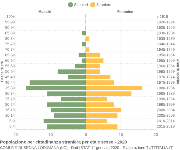 Grafico cittadini stranieri - Senna Lodigiana 2020