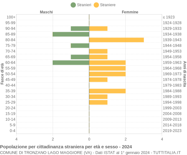 Grafico cittadini stranieri - Tronzano Lago Maggiore 2024