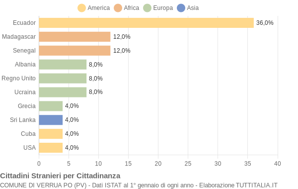 Grafico cittadinanza stranieri - Verrua Po 2006