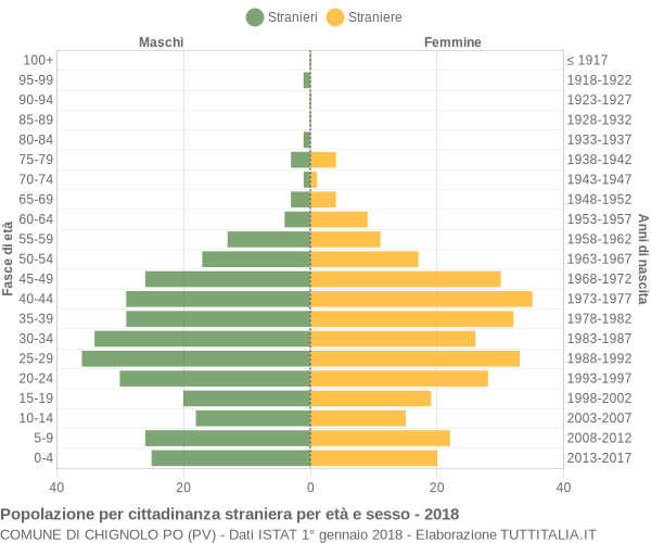 Grafico cittadini stranieri - Chignolo Po 2018