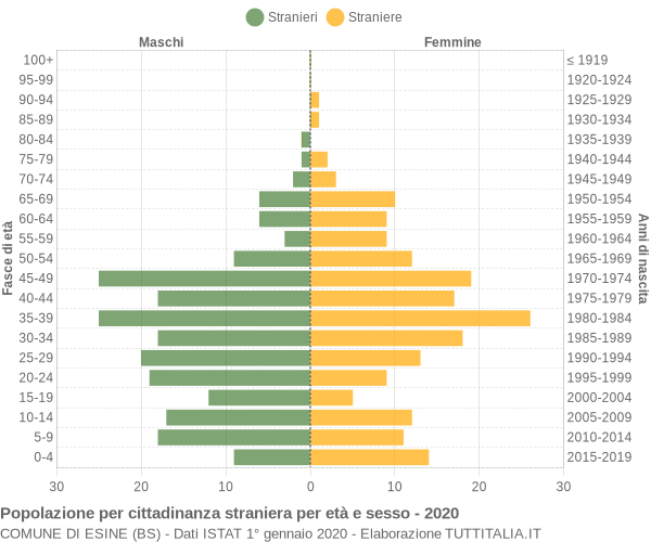 Grafico cittadini stranieri - Esine 2020