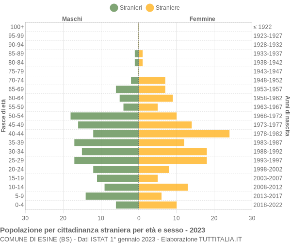 Grafico cittadini stranieri - Esine 2023