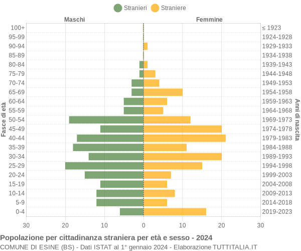 Grafico cittadini stranieri - Esine 2024