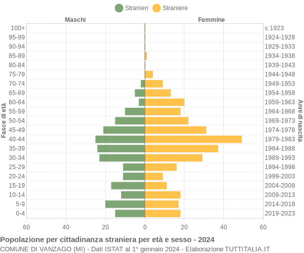 Grafico cittadini stranieri - Vanzago 2024