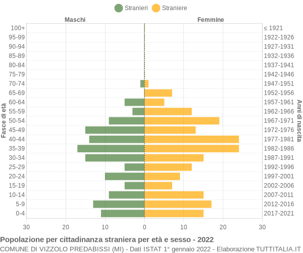 Grafico cittadini stranieri - Vizzolo Predabissi 2022