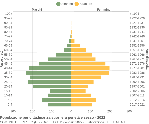 Grafico cittadini stranieri - Bresso 2022