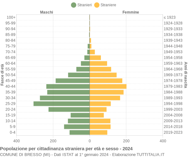 Grafico cittadini stranieri - Bresso 2024