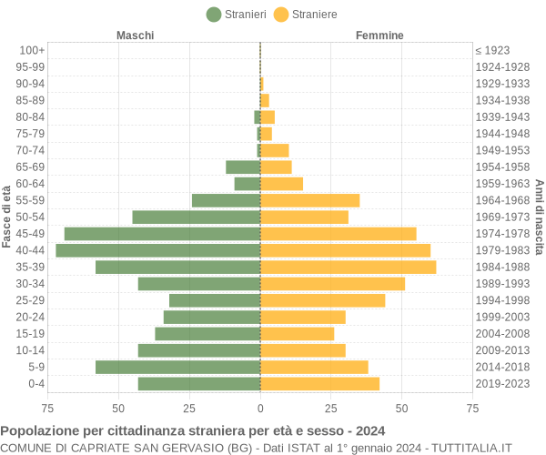 Grafico cittadini stranieri - Capriate San Gervasio 2024