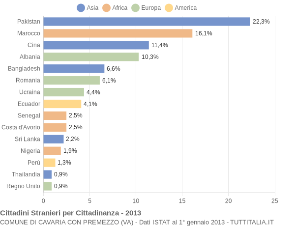 Grafico cittadinanza stranieri - Cavaria con Premezzo 2013