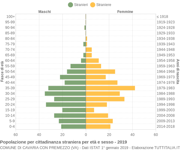 Grafico cittadini stranieri - Cavaria con Premezzo 2019