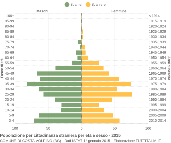 Grafico cittadini stranieri - Costa Volpino 2015