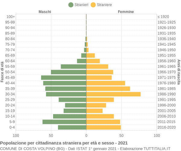 Grafico cittadini stranieri - Costa Volpino 2021