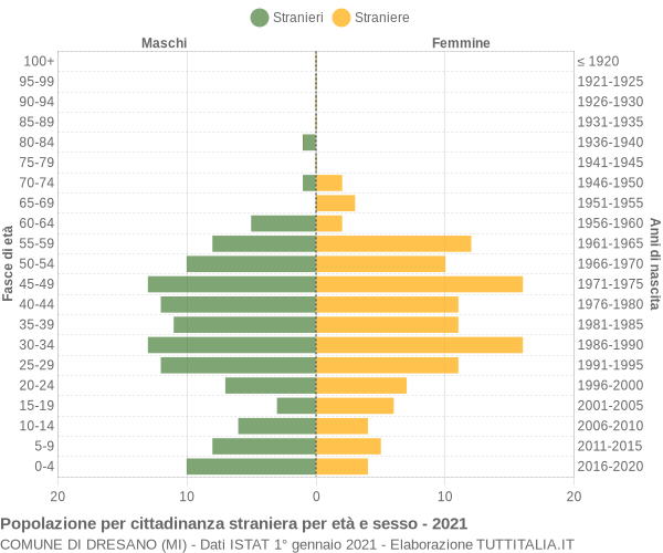 Grafico cittadini stranieri - Dresano 2021