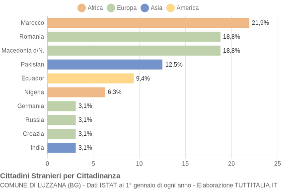 Grafico cittadinanza stranieri - Luzzana 2005