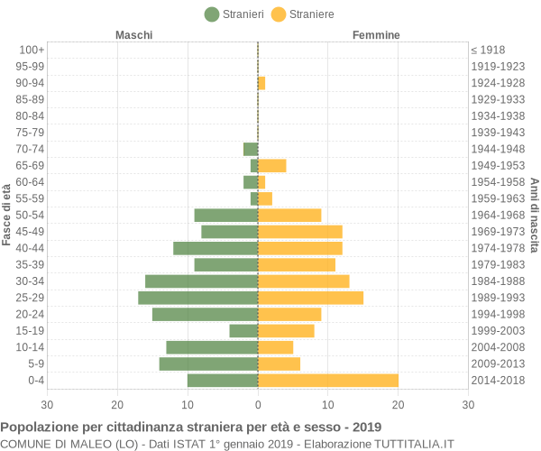 Grafico cittadini stranieri - Maleo 2019