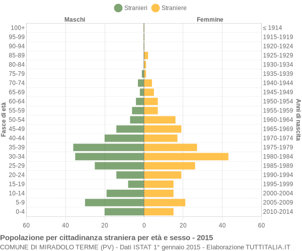 Grafico cittadini stranieri - Miradolo Terme 2015