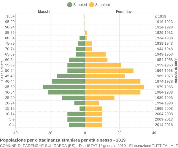 Grafico cittadini stranieri - Padenghe sul Garda 2019