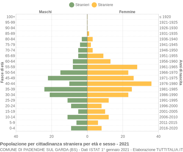 Grafico cittadini stranieri - Padenghe sul Garda 2021