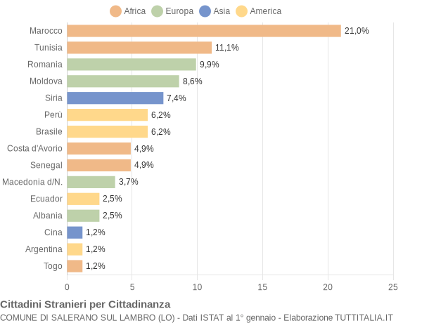 Grafico cittadinanza stranieri - Salerano sul Lambro 2004