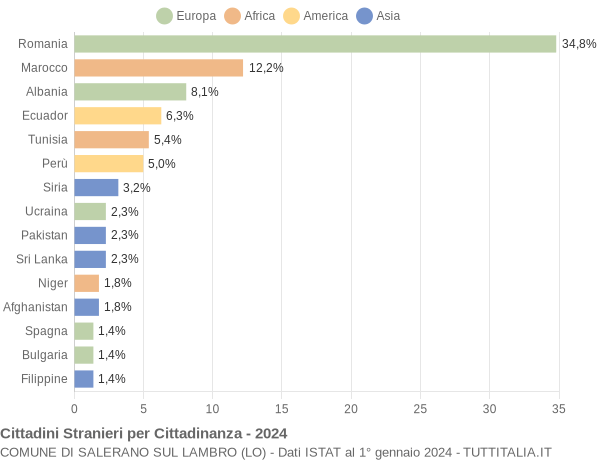 Grafico cittadinanza stranieri - Salerano sul Lambro 2024