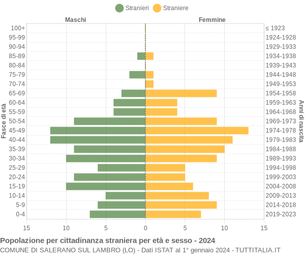 Grafico cittadini stranieri - Salerano sul Lambro 2024