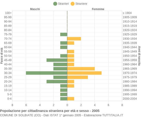 Grafico cittadini stranieri - Solbiate 2005