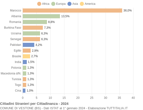 Grafico cittadinanza stranieri - Vestone 2024